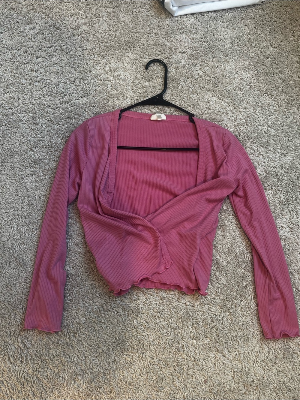 Pilates Ribbed Wrap-Front Long Sleeve Top - Mauve Pink